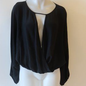 WOMENS EMERSON THORPE BLACK KEYHOLE SILK TOP M *